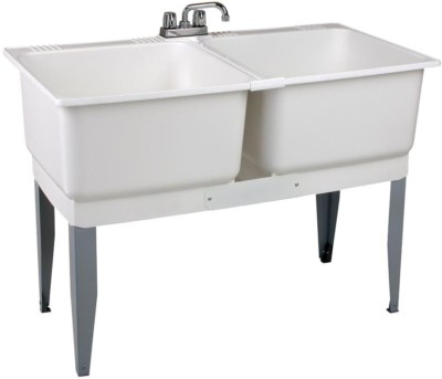 Utility Sink Laundry Tub Wash Basin 46 x 34 in. Plastic Laundry-Tub Steel Legs