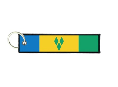 Keychain key ring tags fabric motorcycles car biker flag st vincent grenadines