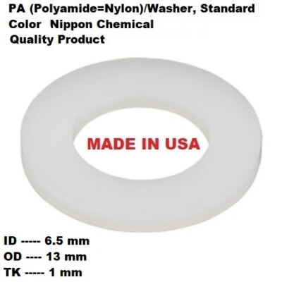 #ad 6.5 mm ID X 13 mm OD X 1 mm FLAT WASHER Polyamide NYLON Plastic SPACER 6mm $150.00