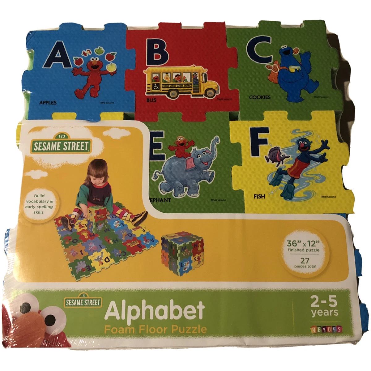 Verdes SESAME STREET 27-Piece Alphabet Foam Floor Puzzle Mat A-Z, Ages 2 - 5