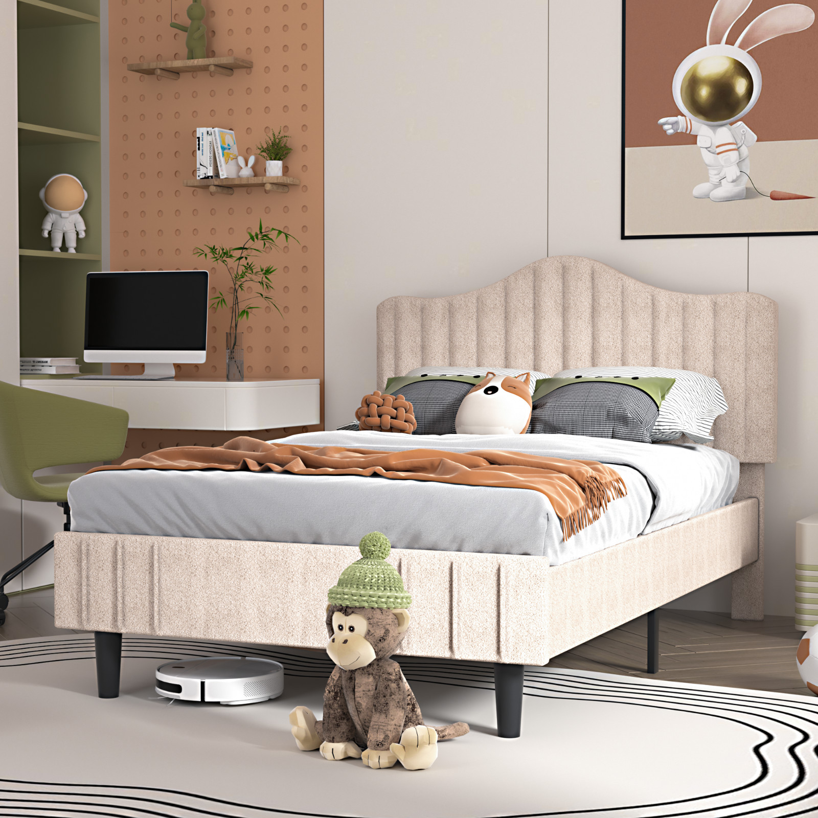 W/upholstered Flannel Soft Adjustable Headboard