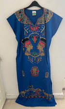 Ladies Cotton Kaftan XL Long Maxi Dress African Egyptian Print Summer Beach