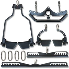 5Pcs Set Black Adjustable Lat Pull down Bar Cable Machine Attachments for Gym