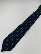 Vtg Cape Cod Mens Tie Silk Blend Made In USA Christmas Tree Blue FREE SHIPPING 