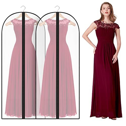 Garment Bag 2 Pieces (60"x24'') Evening Dress Garment Cover Suit Black Edge  | eBay
