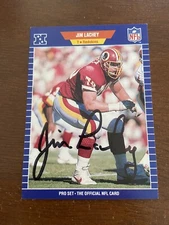 1989 PRO SET VINTAGE CARD SIGNED AUTO JIM LACHEY WASHINGTON REDSKINS GREAT
