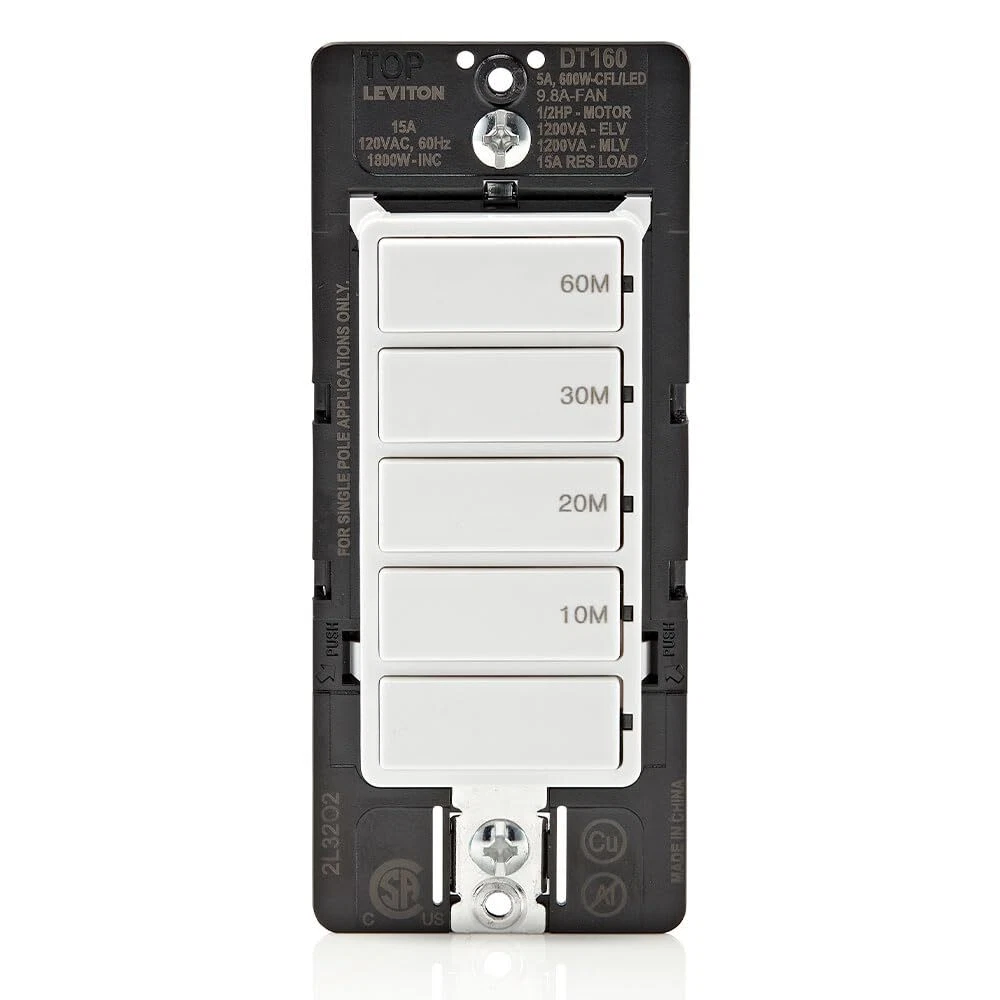 Leviton 15 Amp Countdown Timer Switch 60 Minute 600W LED CFL White
