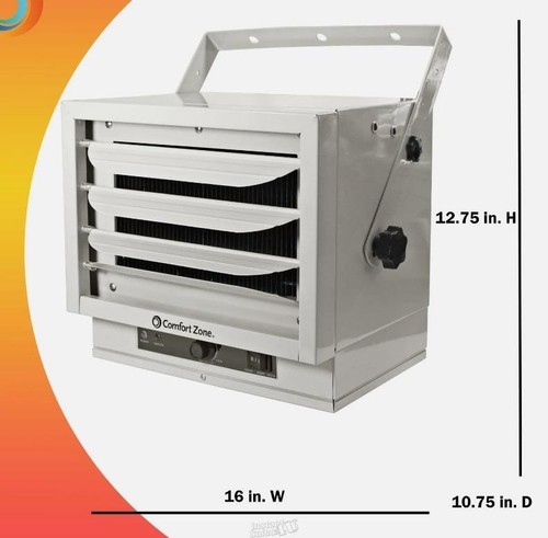 Comfort Zone 5000 Watts Heater Forced Air Industrial Ceiling Mounted Hard Wired - Picture 7 of 8