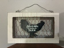Farmhouse Chicken Wire Wall Decor Sign Farm Rustic Country Cottage