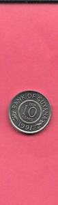 GUYANA KM33 1991 UNCIRCULATED-BU UNC-MINT OLD VINTAGE 10 CENT COIN