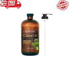 Castor Oil 16 Fl Oz Glass Bottle - Original - a Huge Glass Bottle with a Pump
