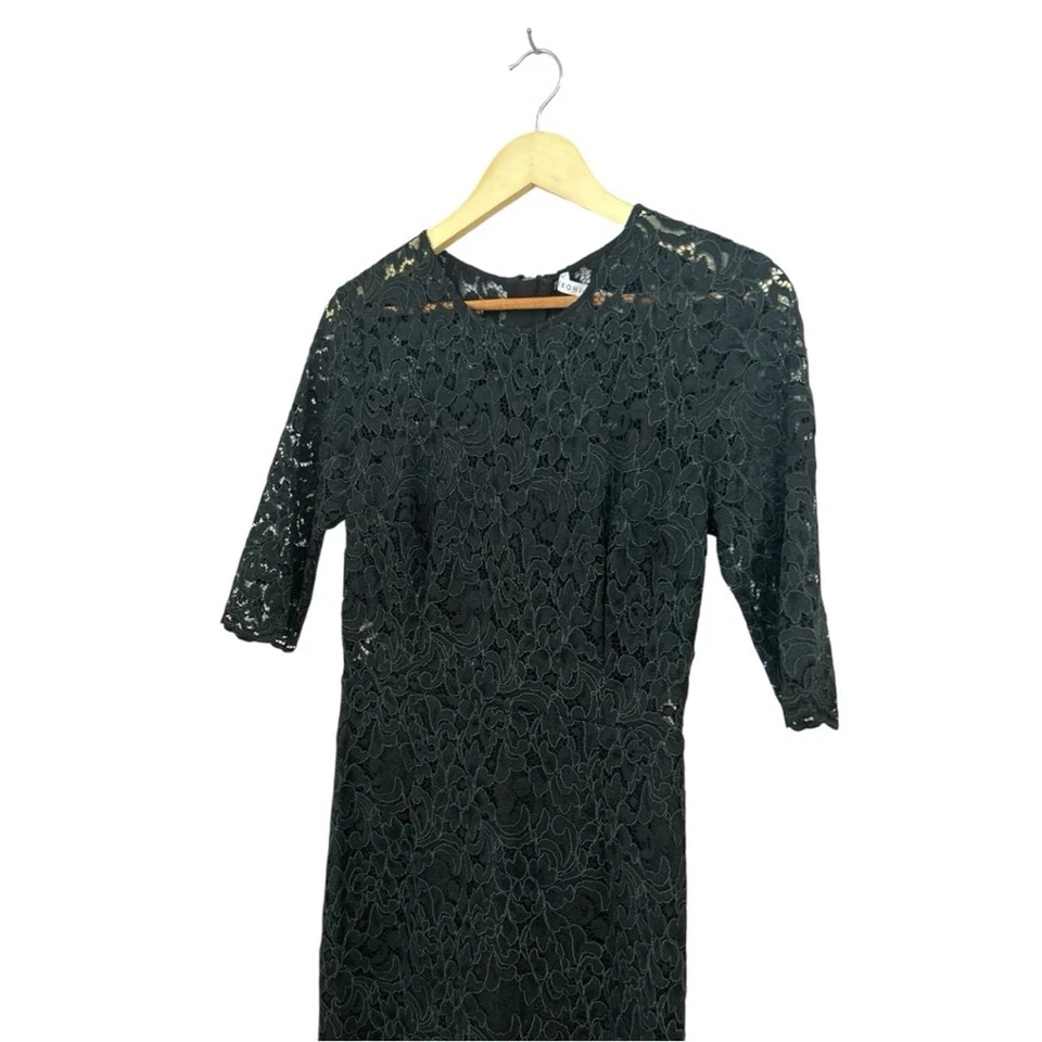 Vestido Midi Veronica Barba Negro Tilo Sirena Guipur Encaje, Talla 6 Foto 4 de 4