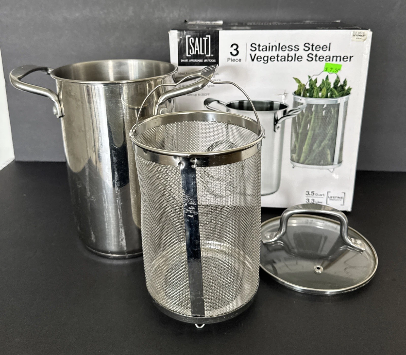 Vegetable Steamer 3 Piece 3.5Qt Cooktop Stainless Steel Asparagus Steamer
Opens in a new window or t