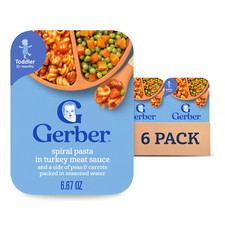Gerber Toddler Food Spiral Pasta Turkey Meat Sauce Mealtime 6.6 oz 8-Pack New