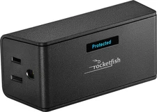 Rocketfish- 2-Outlet Wall Tap 1,500 Joules Surge Protector - Black