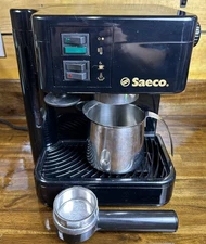 Vintage SAECO Aroma ITALY SIN 015 Black Metal Espresso Cappucino Machine Tested
