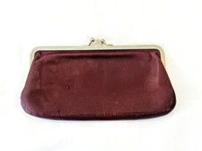 Vintage Wallet Clutch w/Framed Kiss Lock Coin Maroon