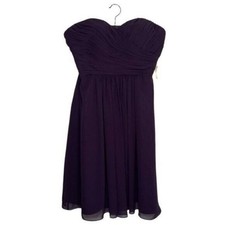 Bill Levkoff Plum Chiffon Strapless Bridesmaid Dress Sweetheart Plum Size 10