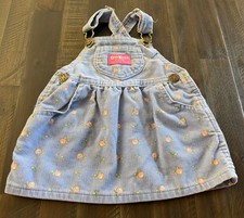Vintage Oshkosh B'GOSH Floral Corduroy Overall Purple Dress Made In USA 12 Month