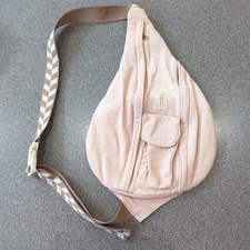 Marley Lilly Sling Pack Bag Pockets Pink Buckle Strap Monogrammed  M