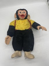 Rubber Face Plush Monkey Doll Toy Yellow  Black Outfit 18" Collector
