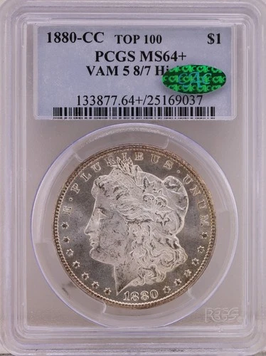 1880 CC VAM-5 8/7 CAC Overdate Morgan Silver Dollar $1 PCGS MS64+  (Frosty)