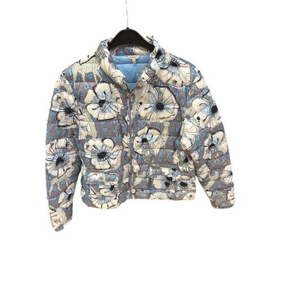 Peckott Daunenjacke Größe 46 Grau Blumen Steppung Übergangsjacke Damen