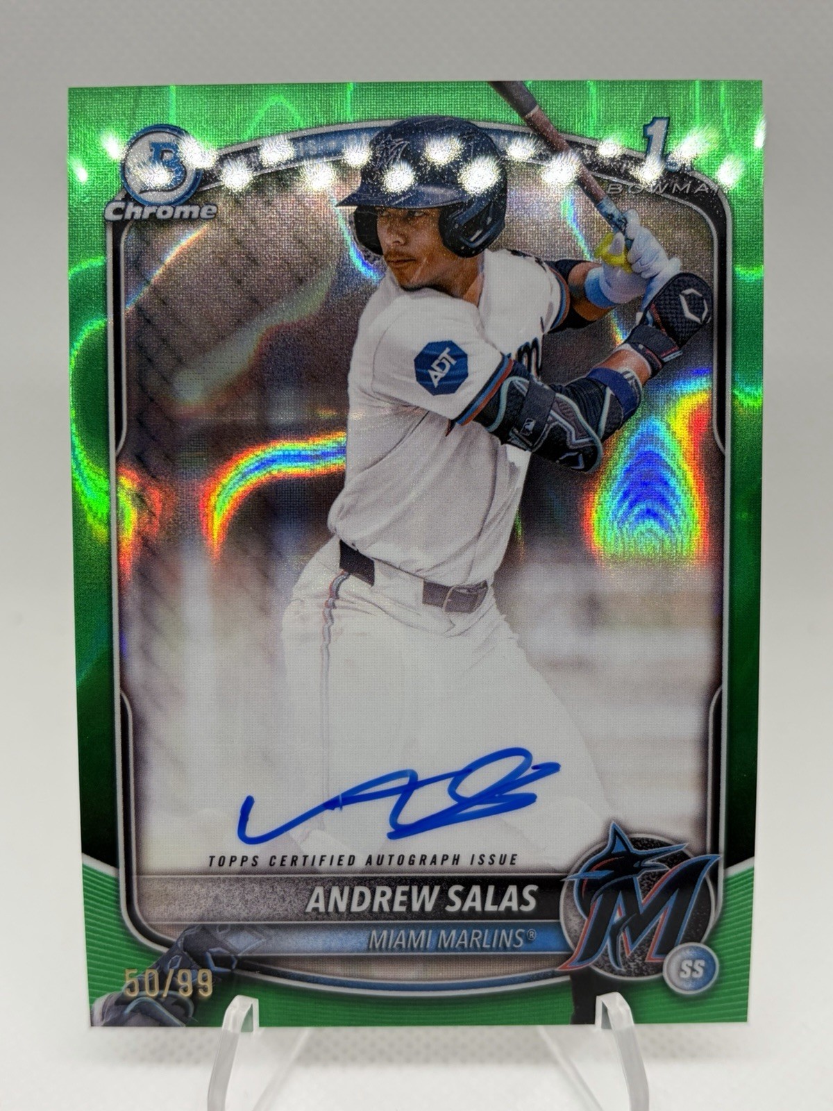 2025 Bowman Chrome 50/99 ANDREW SALAS Green Lava 1st Bowman Auto Marlins