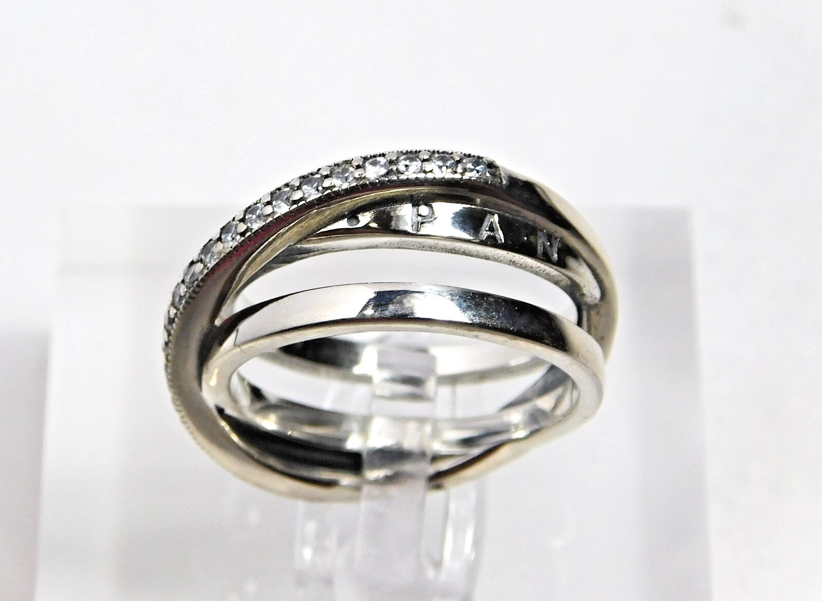 Authentic Pandora Ring, Crossover Triple Band, Cl… - image 1