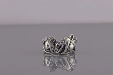 Ted OTT Navajo Sterling Silver Dimensional Cats Kittens Band Ring 925 Sz: 7