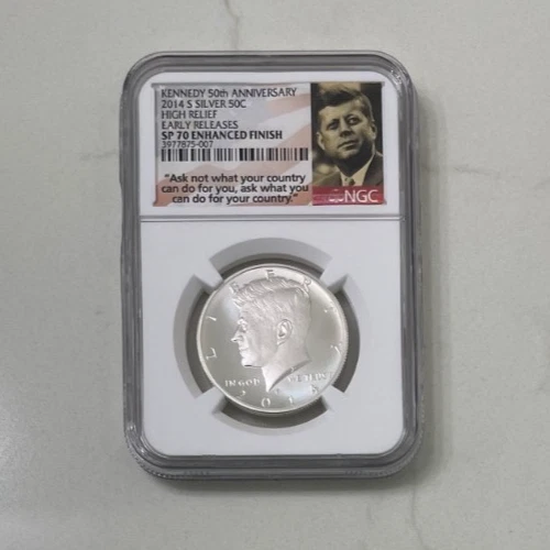 2014 Silver Kennedy NGC SP 70 Enhanced Finish High Relief Early Release