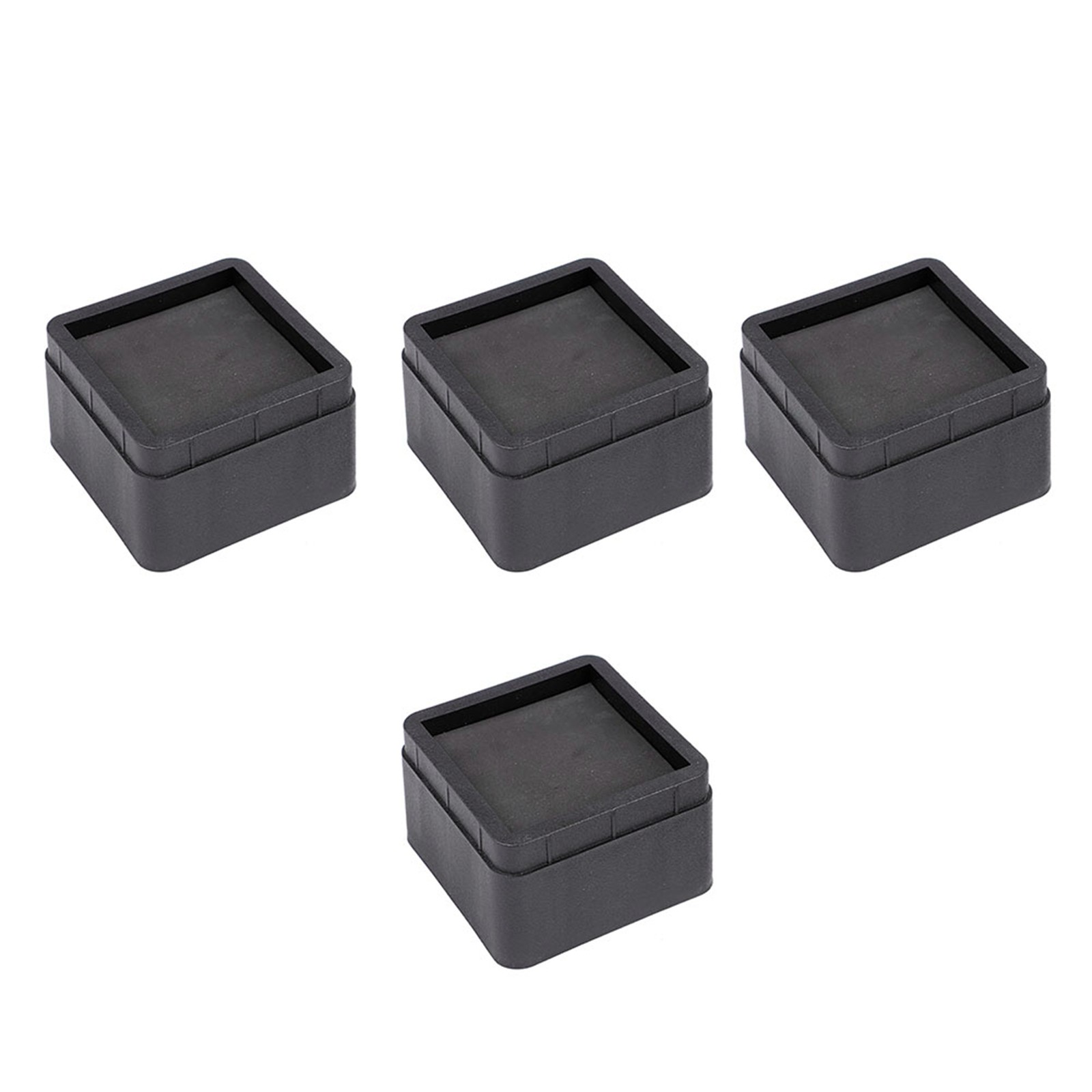4PCS Durable Stackable Bed Risers Black Square 2 Furniture Legs Floor Feet
