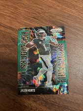 2025 Panini Prizm - Fireworks Jalen Hurts #5 Green Cracked Ice Prizm