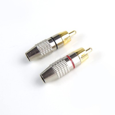 mLaval Guitar Parts 2X RCA Phone Plug Audio Video Cable Male Connector, Chrome P