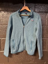 Patagonia Full Zip Fleece Jacket Youth XXL 16-18 Teal Blue Sweater Knit