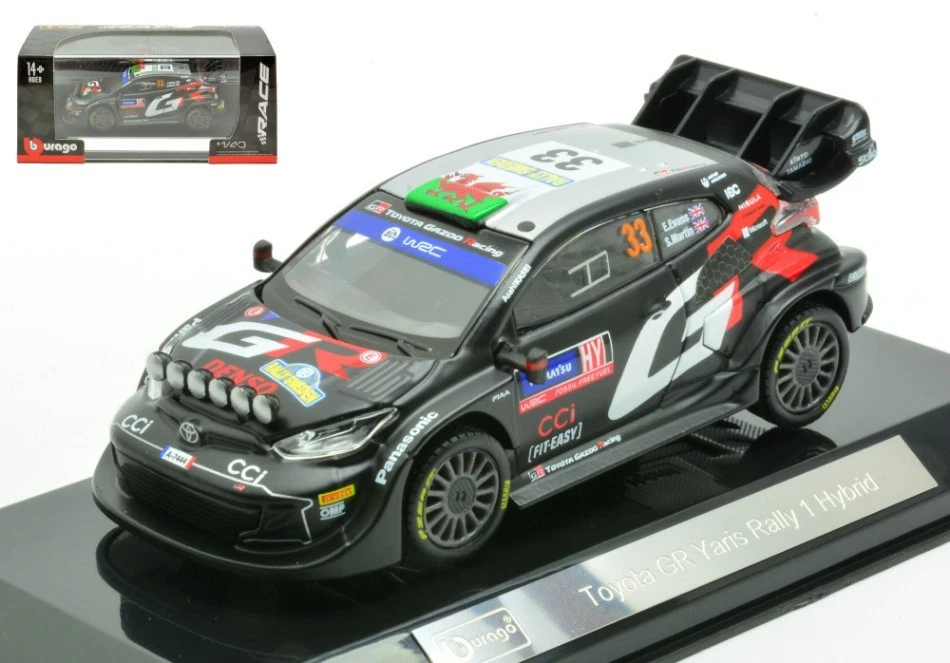 MODELLINO AUTO STATICO BURAGO TOYOTA YARIS WRC RALLY 2024 EVANS MARTIN 1/43 - Immagine 2 di 4