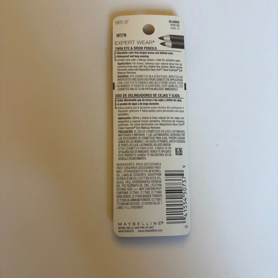 Maybelline Expert Wear Twin Eye & Brow Pencils 107 Blonde 2 Pack Waterproof - Image 4 of 4