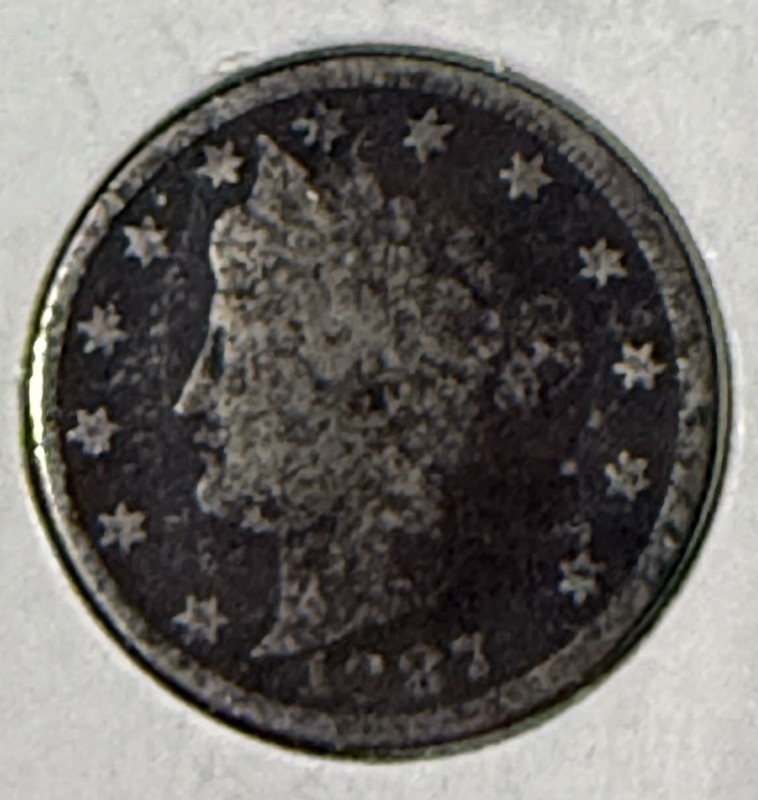 ^ 1887 Liberty "V" Nickel       ^^  GOOD ^^    DARK COIN 139 YRS OLD   4205