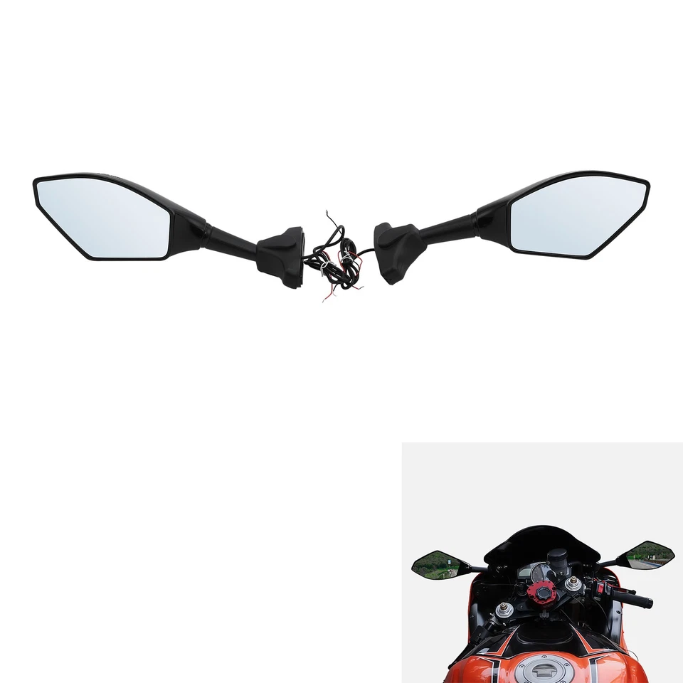 Espejos retrovisores LED intermitente aptos para Suzuki Triumph Honda Kawasaki Yamaha Foto 4 de 4