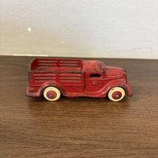 Vintage 1930s Style Cast Iron Red 4.5 Stake Truck