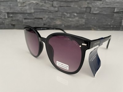 neu orig. Tommy Hilfiger Sonnenbrille schwarz WP OL566 Damen rund Cateye groß