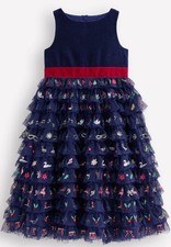 Mini Boden Christmas Tulle Embroidered Day 12 Days Blue NWT New 5-6