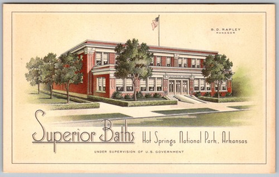 #ad #ad Antique Postcard Superior Baths Building Hot Springs AR 1910s $7.99