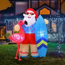 Christmas in July Inflatable Summer Christmas Decorations 6.5 Ft Santa Claus ...