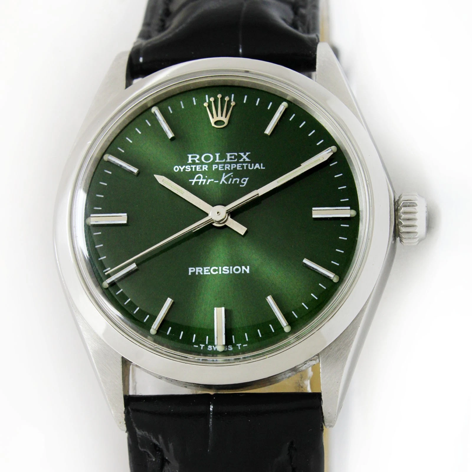 Vintage Rolex Air-King Automatic Green Dial Men Steel Watch Ref 5500/1002