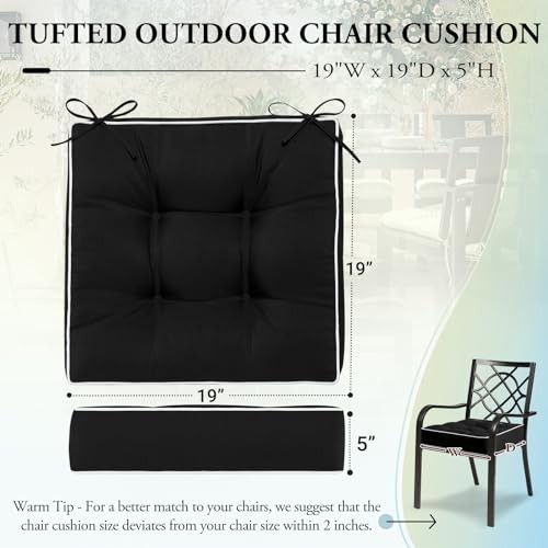 Outdoor Chair Cushions Set of 2, Patio Cushions for Outdoor 19x19x5 Black - Picture 2 of 7