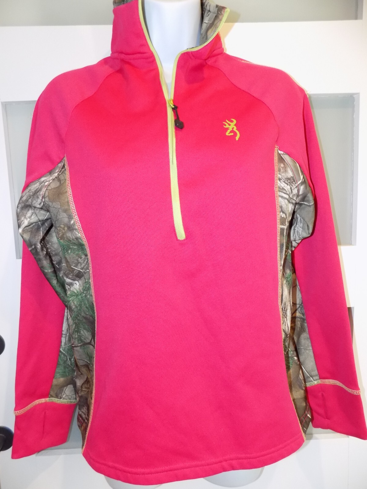Browning Buckmark Pullover Jacket Half Zip Pink C… - image 2