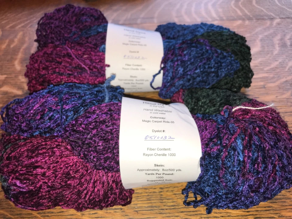 Heritage Rayon Chenille Yarn 2 Skeins 8oz each - Magic Carpet Ride Same Dyelot ! - Image 3 of 4