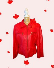 Nwts Tibor Leathers $450 Women's Lambs Leather Red Bomber Jacket Coat Size Large