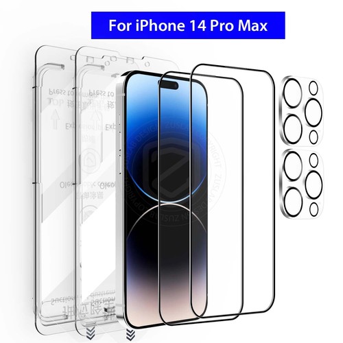 For iPhone 16e 15 14 13 12 11 Pro Max Tempered Glass Screen ProtectorX2+LensX2 - Picture 19 of 31